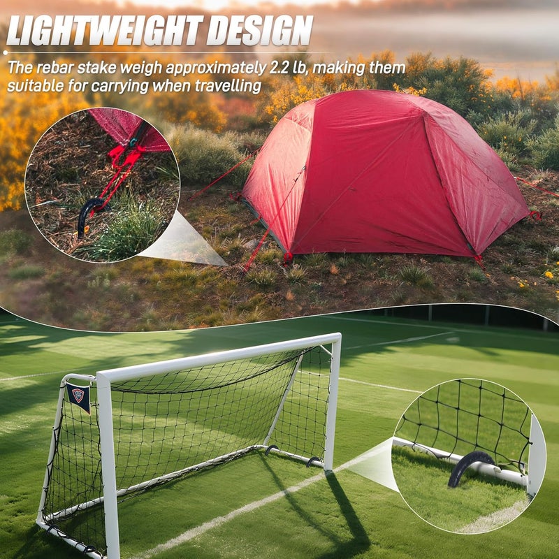 Anothera 8 Pack Trampoline Stakes Anchors High Wind, 12 Inches Tent Stakes Heavy Duty, Galvanized Steel Ground Stakes Kit, U Shaped Rebar Stakes for Trampoline, Tents, Fence - Image 5
